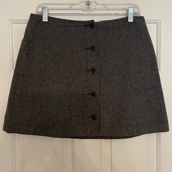 J. Crew Preppy Button Down Wool Blend Mini Skirt in Grey Size 12 - Picture 1 of 7